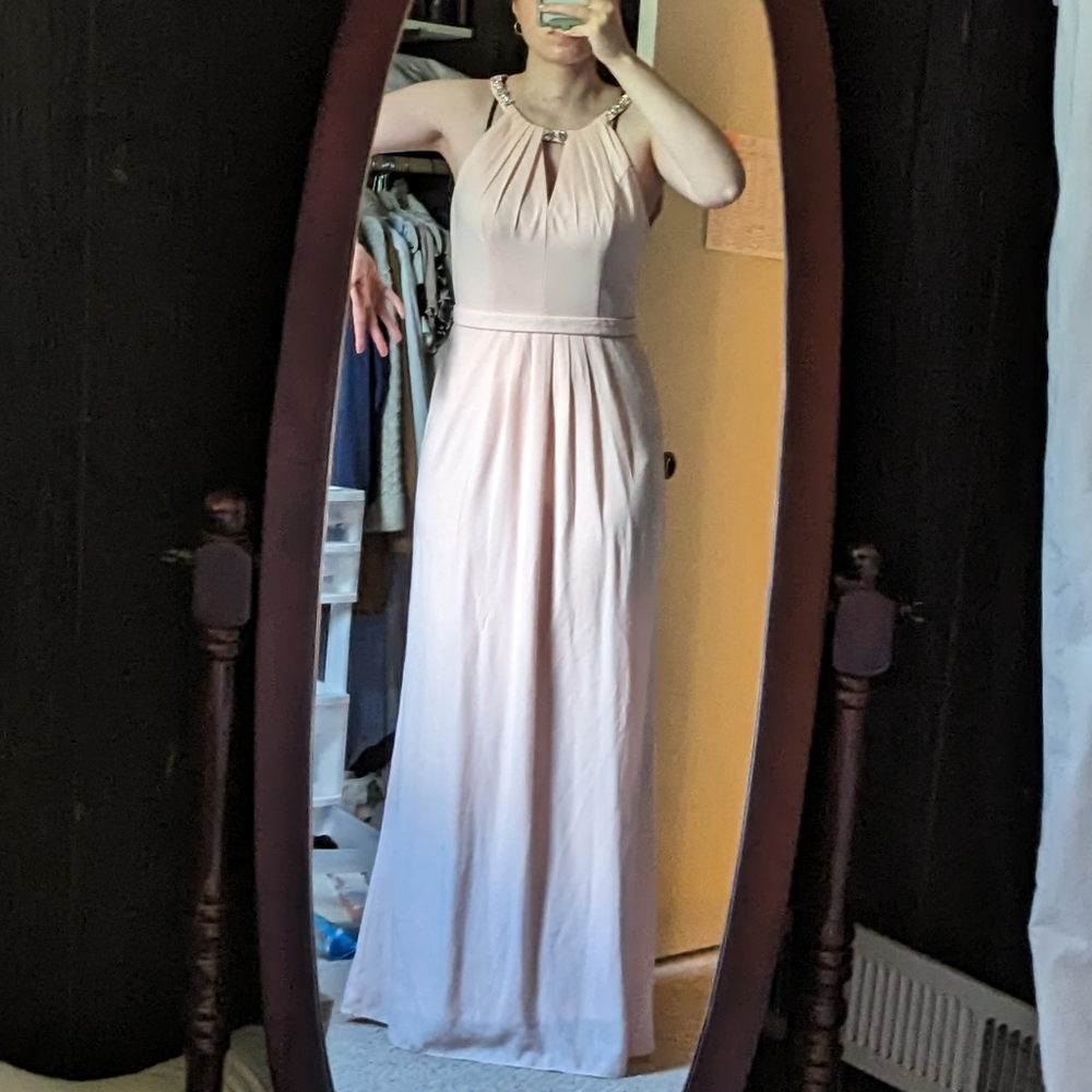 $150 Davids Bridal Light Pink Long Bridesmaids Dress